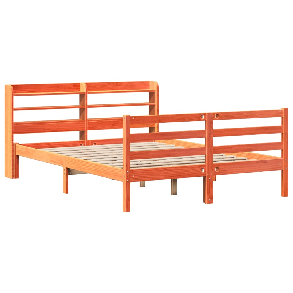 Bed Frame without Mattress Wax Brown 140x190 cm Solid Wood Pine